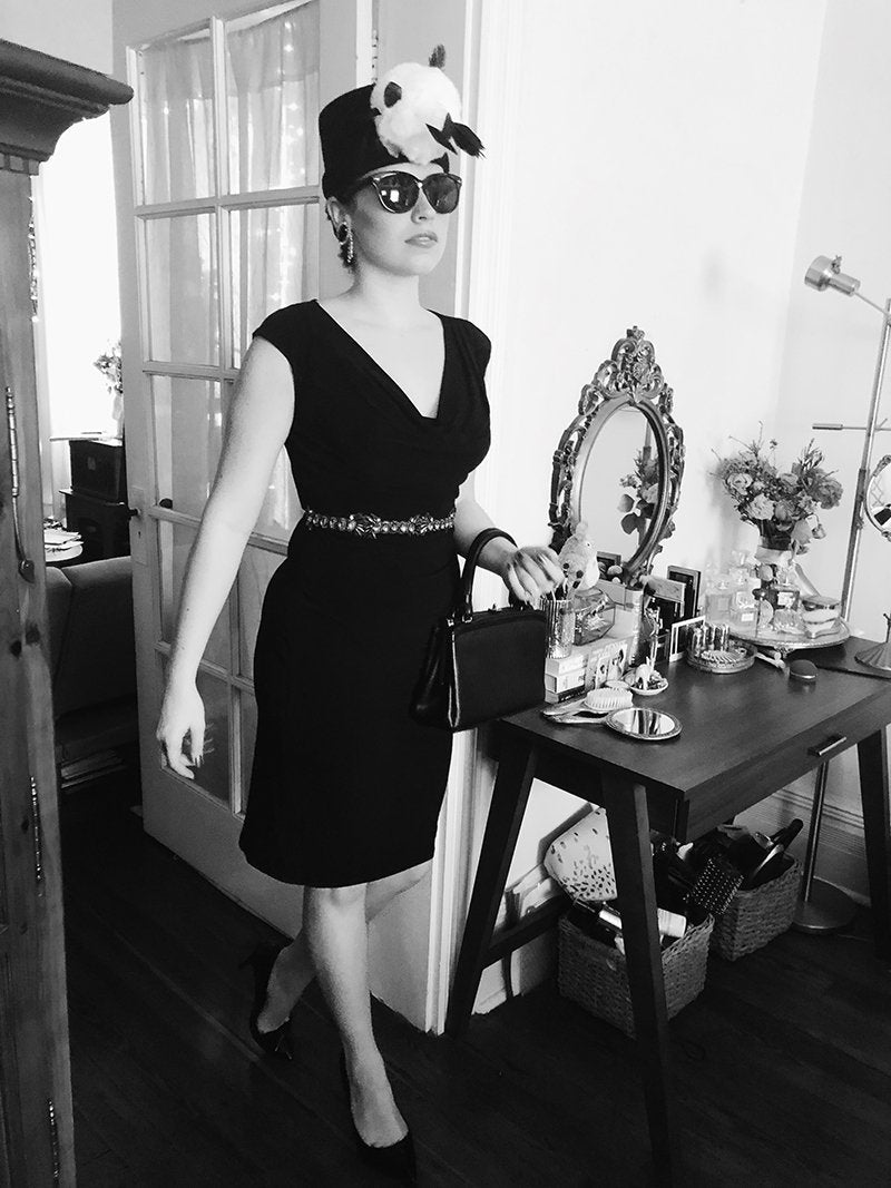 Holly Golightly Feather Hat Complete Costume Set (Rental) - Utopiat