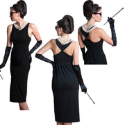 Holly Iconic Black Dress Costume Set In Cotton Inspired By Breakfast At Tiffany’s - Utopiat