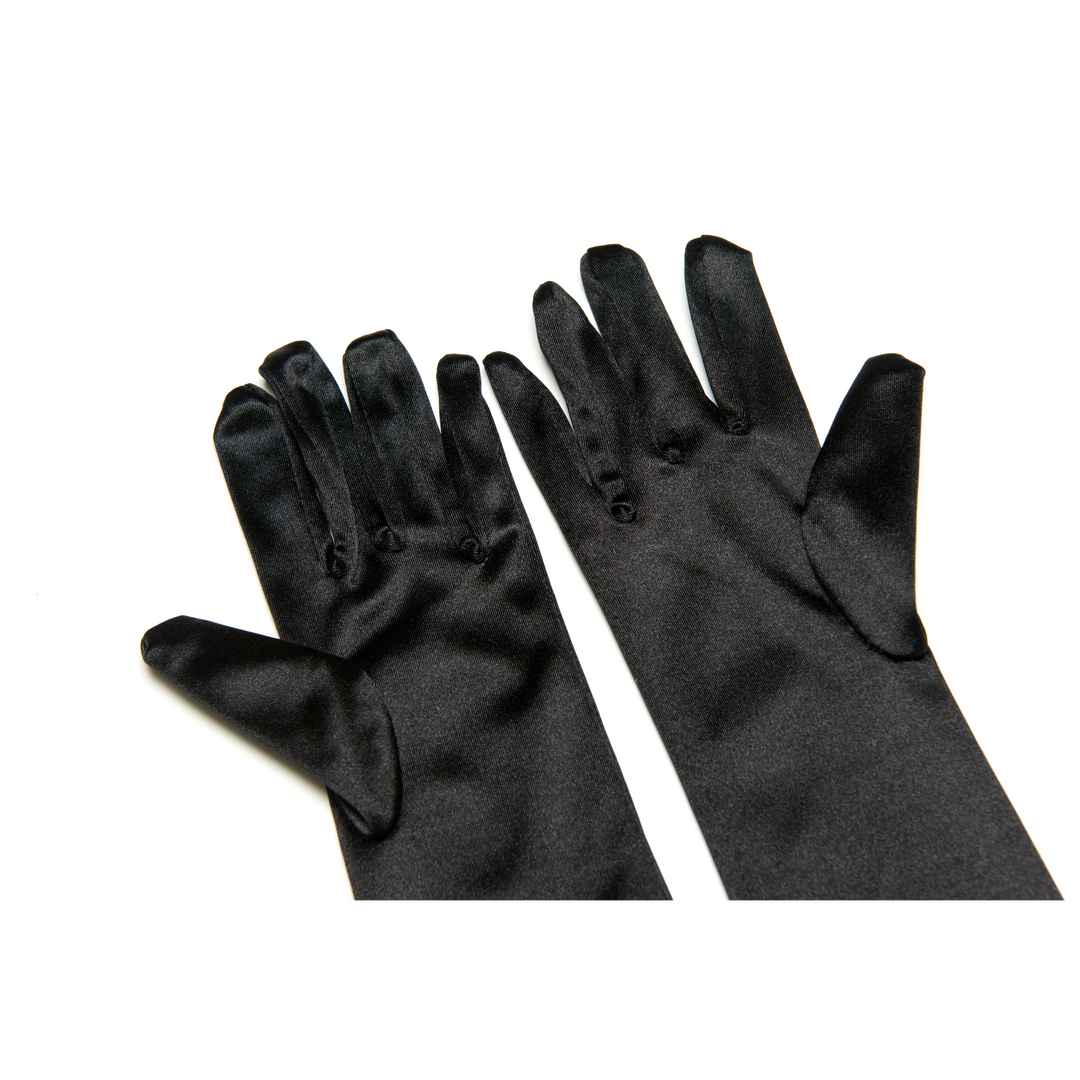 Mini Audrey Girl Size Long Black Satin Gloves Inspired by Audrey Hepburn - Utopiat