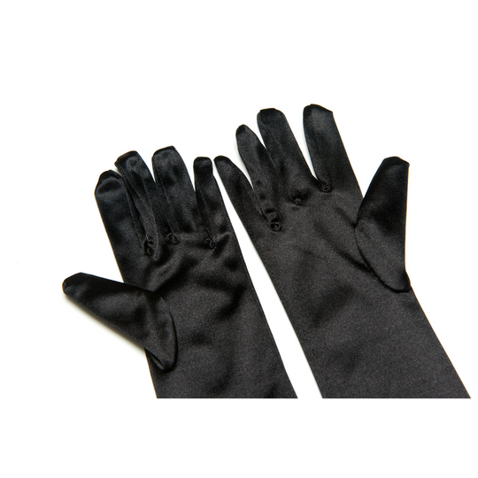 Mini Audrey Girl Size Long Black Satin Gloves Inspired by Audrey Hepburn - Utopiat