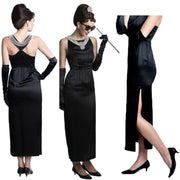 Holly Iconic Black Dress In Satin Inspired By Breakfast At Tiffany’s - Utopiat